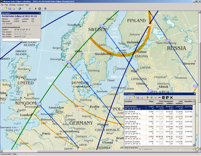 Alcyone Eclipse Calculator screenshot